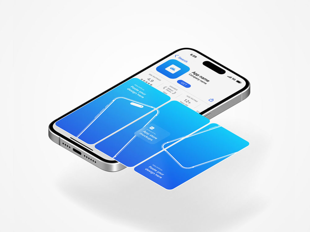 App store mockup on iPhone screen