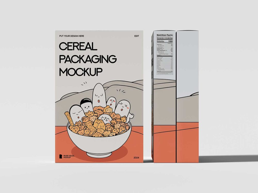 Cereal box packaging mockup