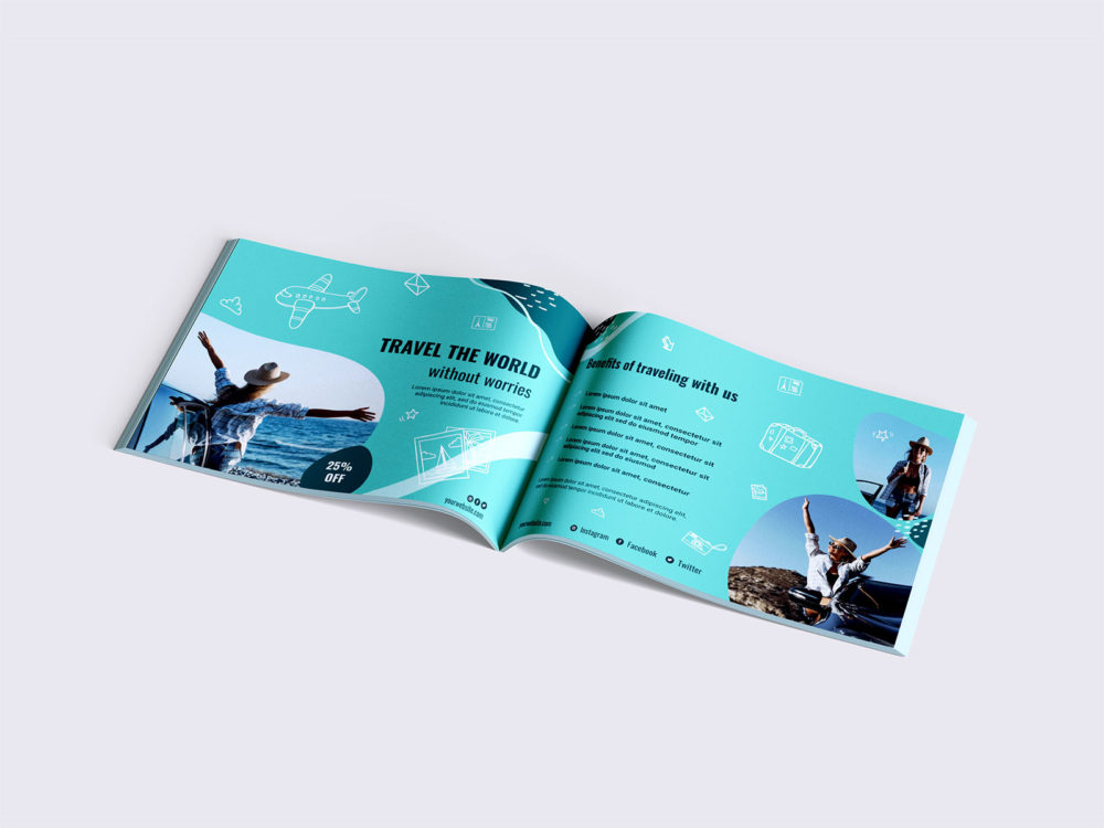 Open landscape brochure mockup