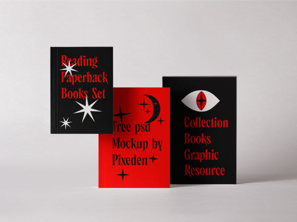 Paperback book mockup set