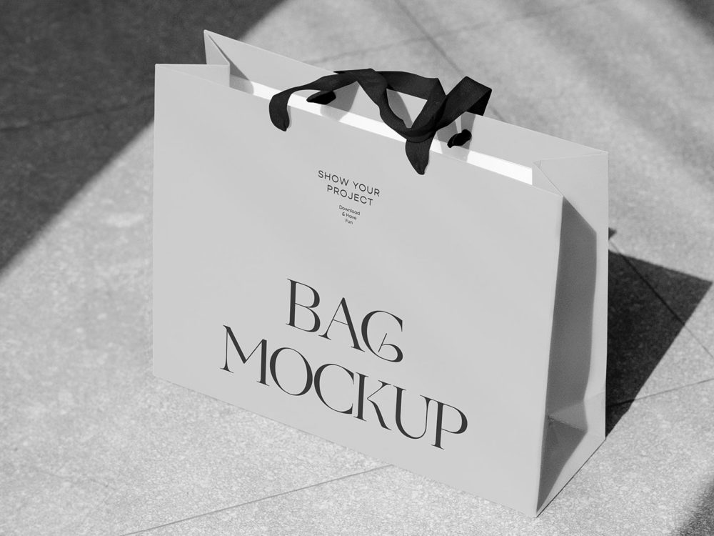 Shopping bag mockup on the floor