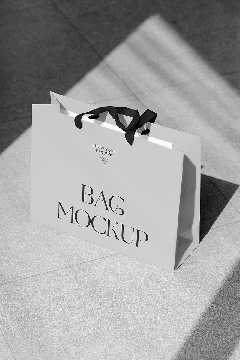 Shopping bag mockup on the floor