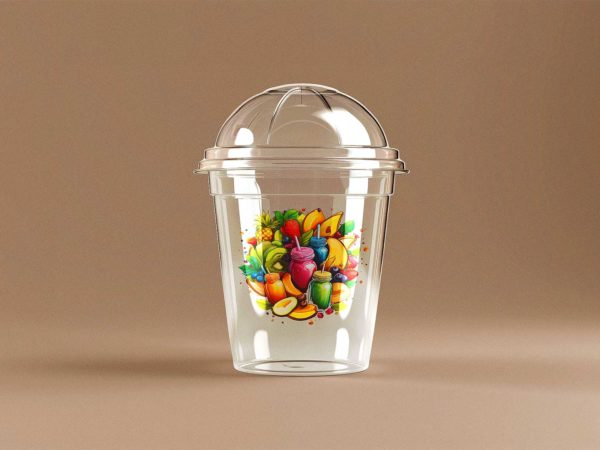 Clear Smoothie Cup with Dome Lid Mockup