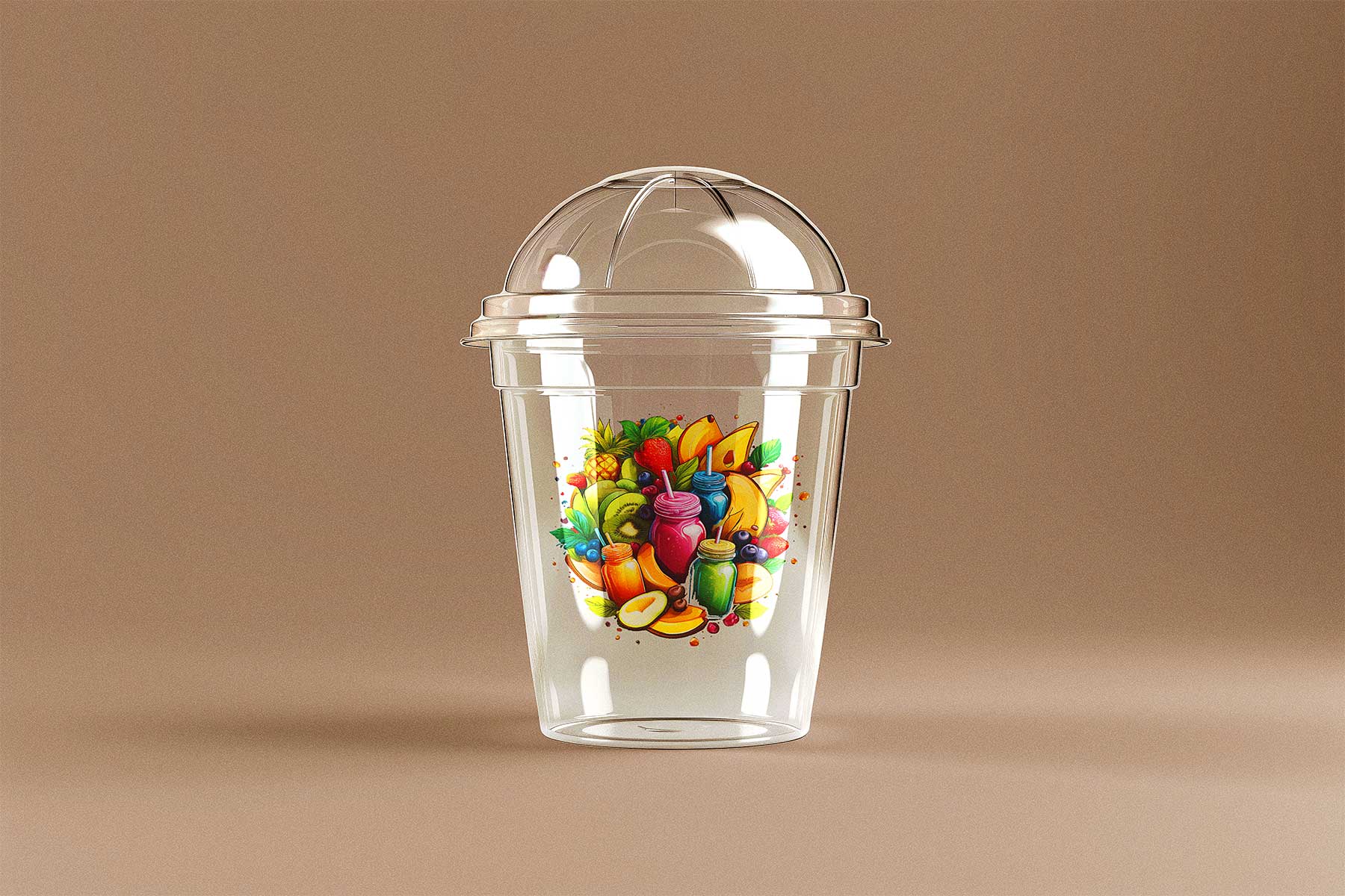 Clear Smoothie Cup with Dome Lid Mockup