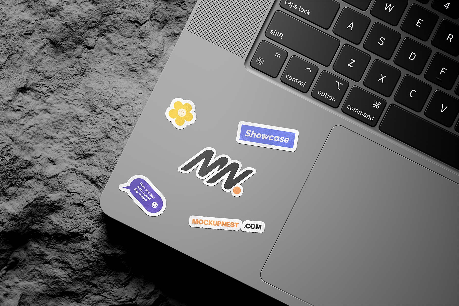 Free Sticker Mockup on a Laptop