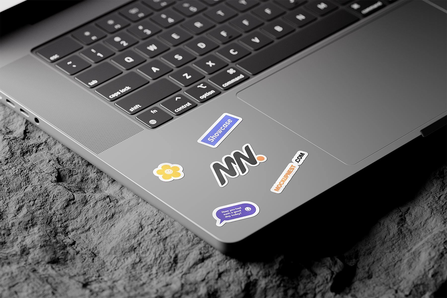 Free Sticker Mockup on a Laptop