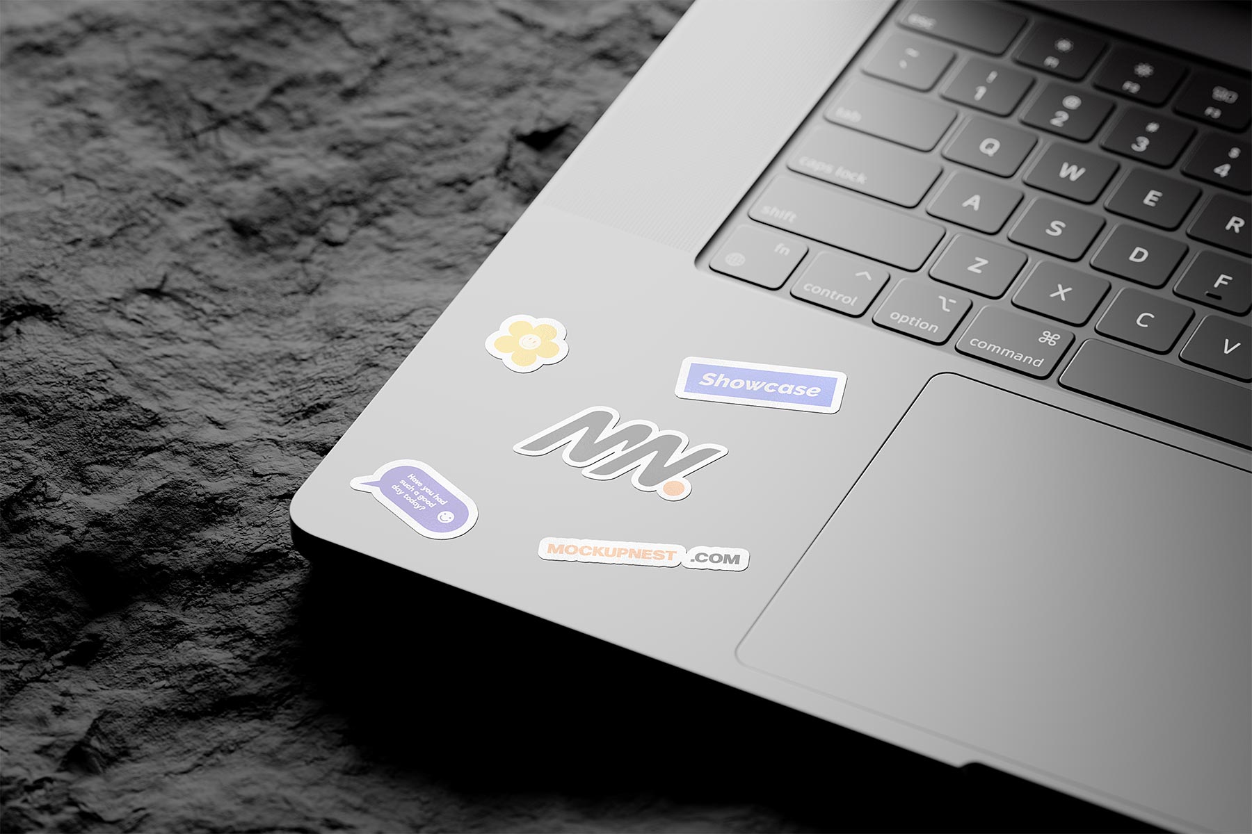 Free Sticker Mockup on a Laptop