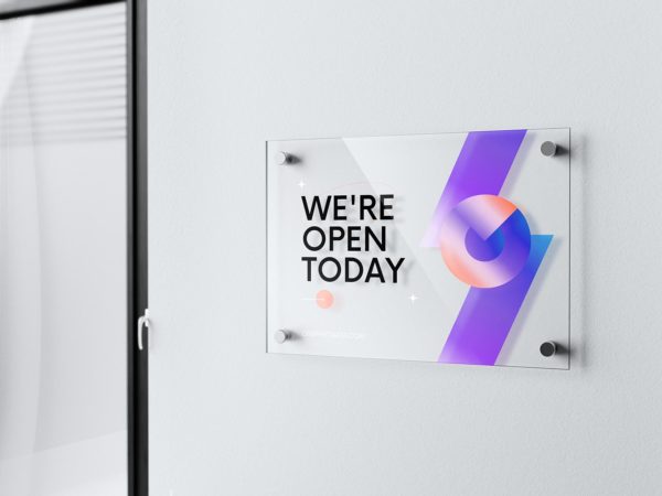 Glass Sign Logo Mockup