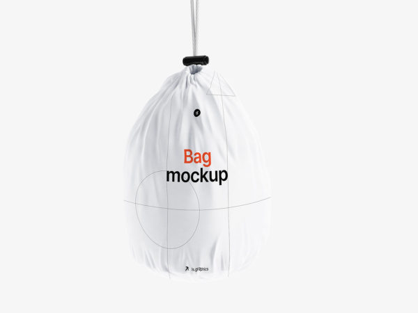 Hanging Cotton Drawstring Bag Mockup