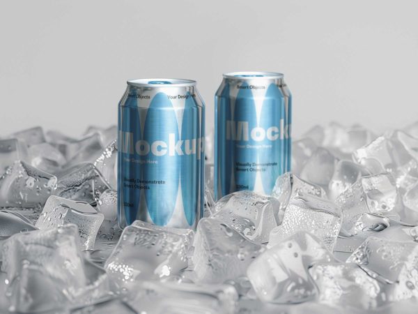 Ice Cubes and Soda Can Free Mockups