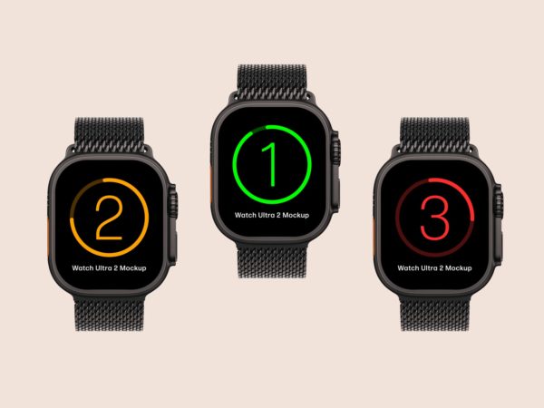 Multi Screen Apple Watch Ultra 2 Mockup