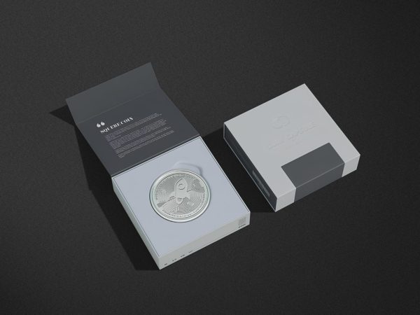 Square Coin Capsule Box Mockup