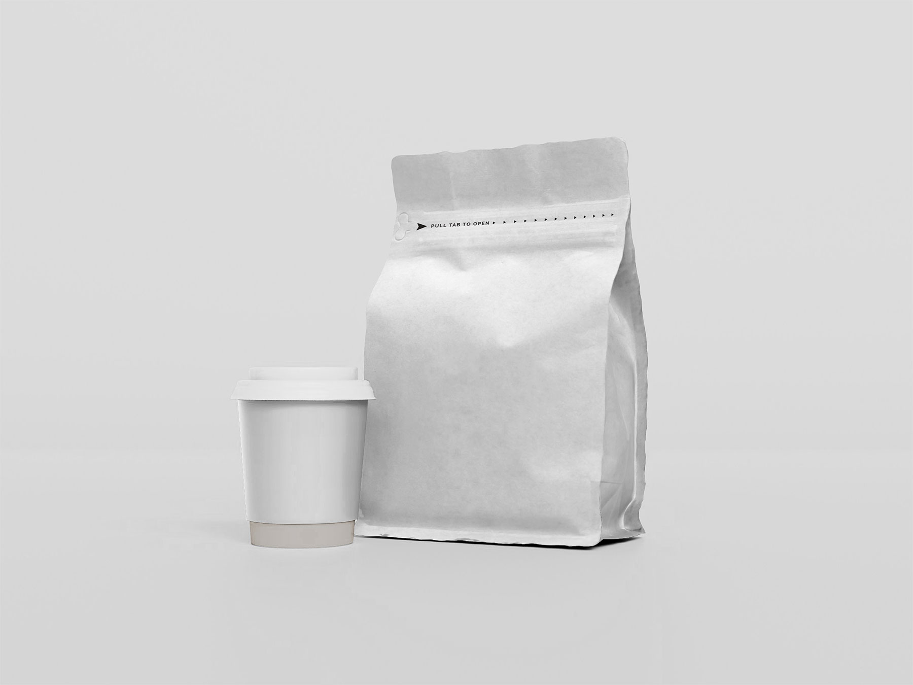 Coffee Bag & Paper Cup Mockup (PSD)