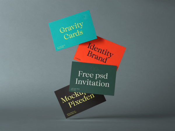 Gravity Invitation Cards Free Mockups