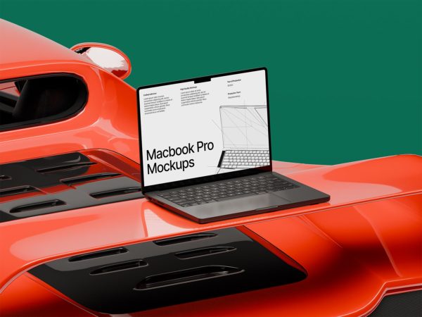 MacBook Pro Free Mockups – Car Themed Scenes