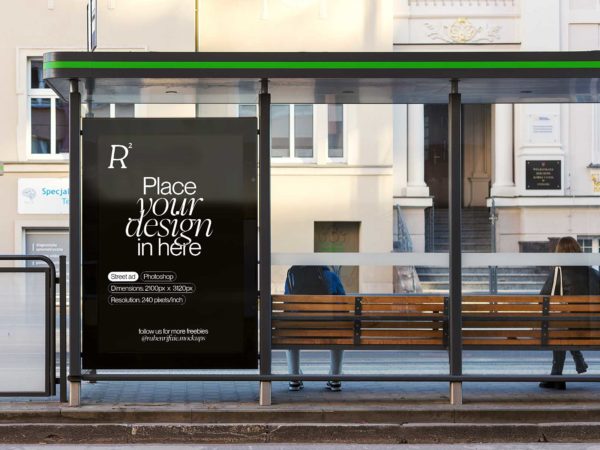 Street Ad/Bus Stop CLP Free Mockups