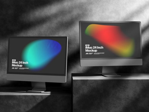 iMac Free Mockups – Dark Scenes