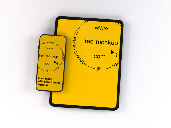 Free Tablet with Smartphone Mockup