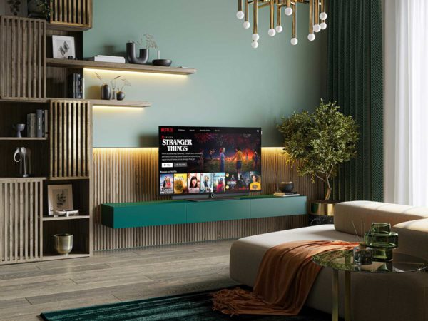 Mockup Showcasing TV Screen in Modern Living Room