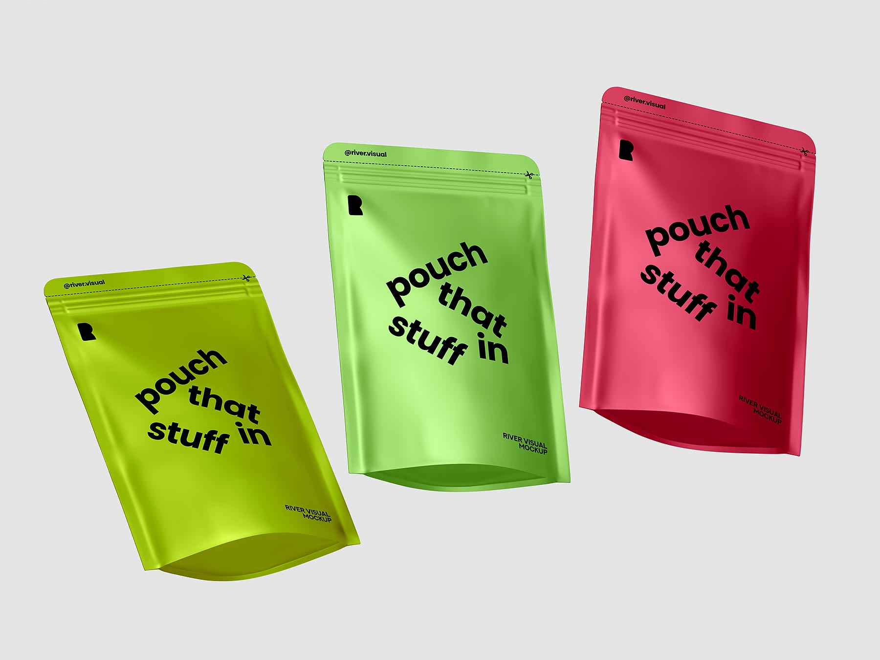 Free Mockups of Gravity Stand-Up Pouch Food Packaging