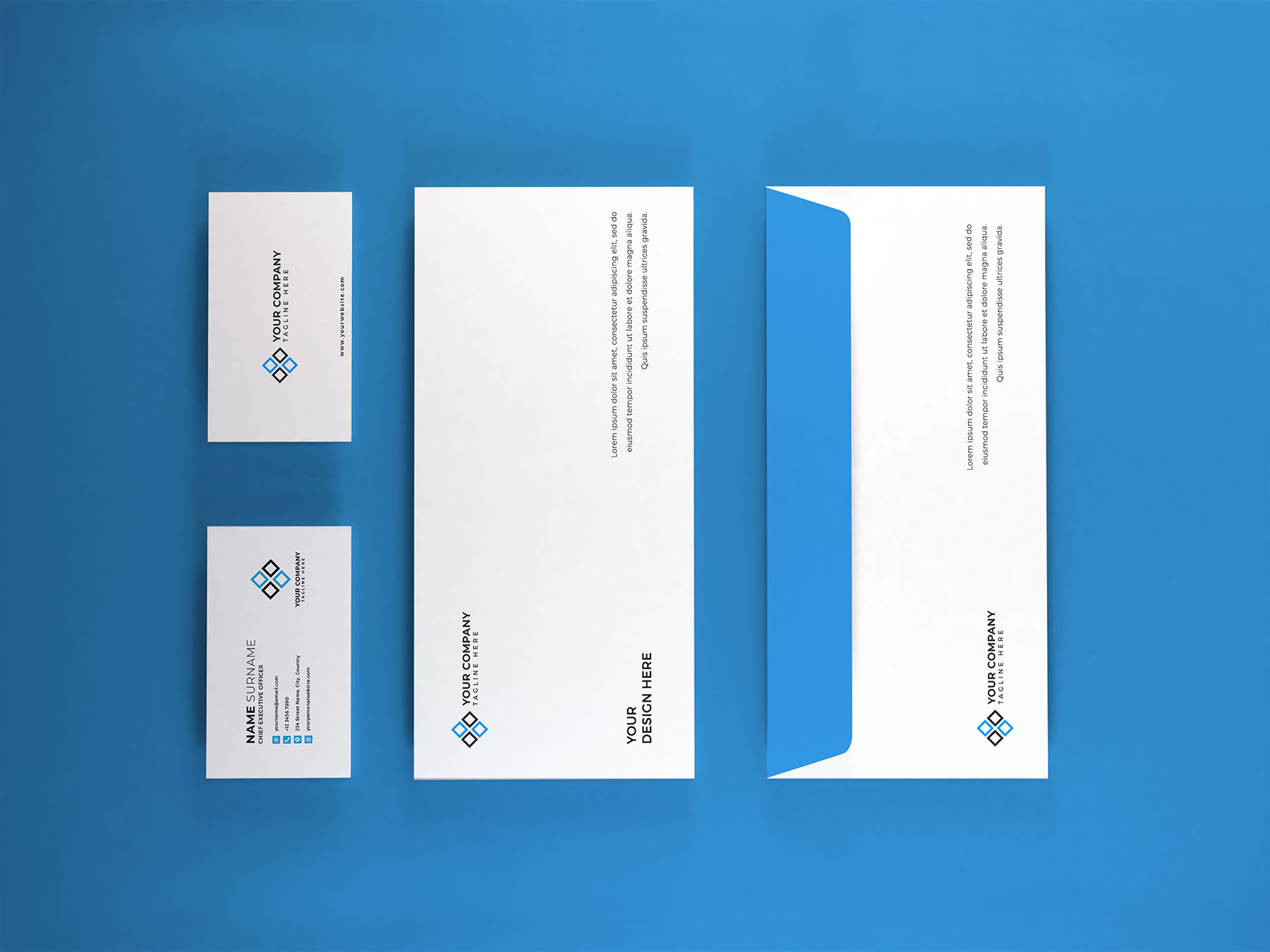 Free Stationery Set Mockup Template 