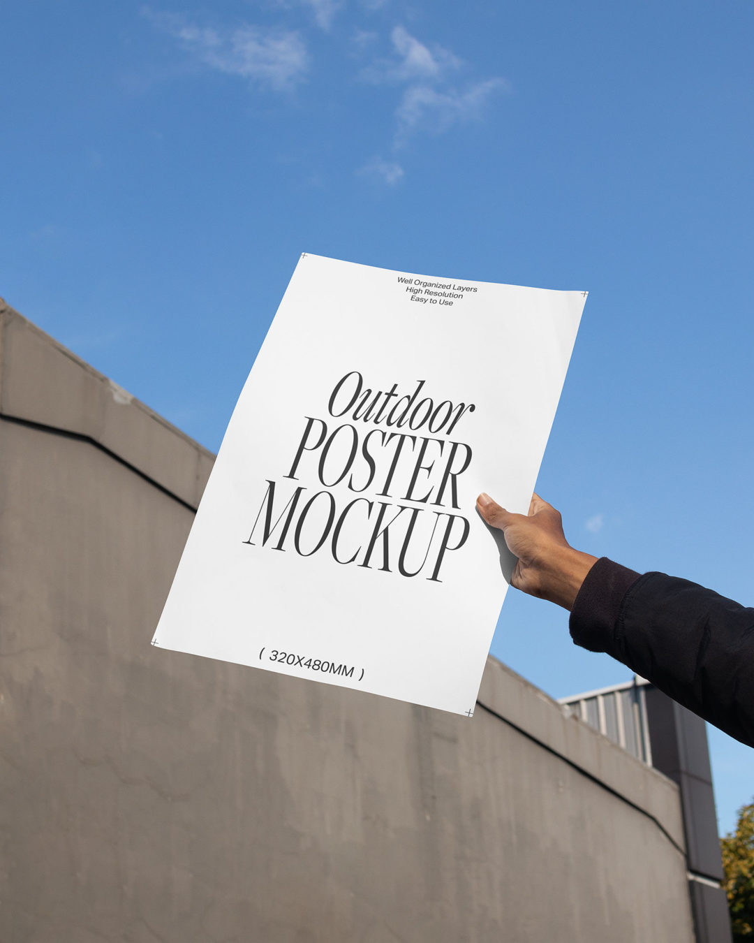 Hand Holding A3 Poster Mockup (Outdoor)