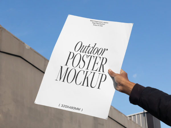 Hand Holding A3 Poster Mockup (Outdoor)