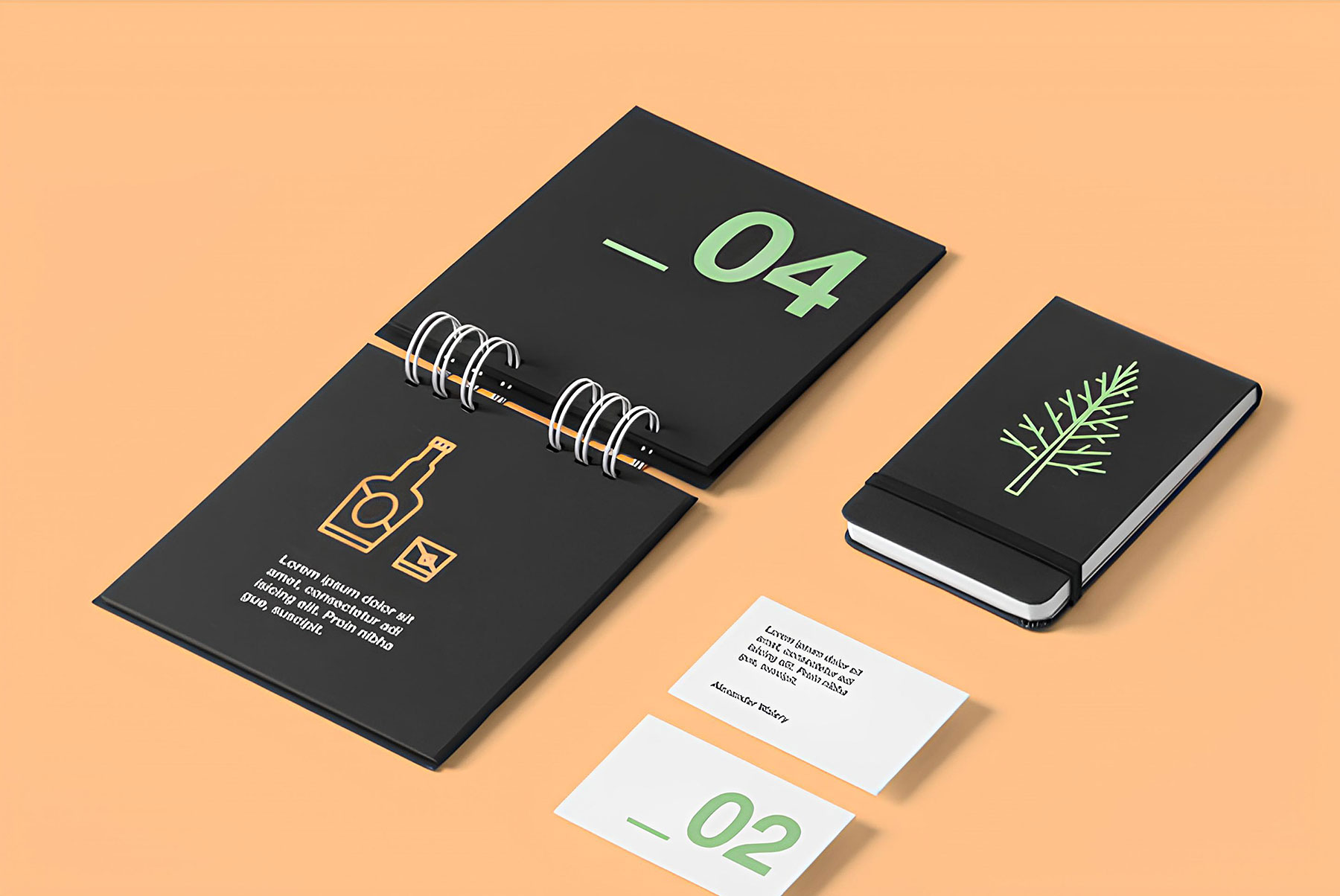 Notebooks with Business Cards Stationery Free Mockups