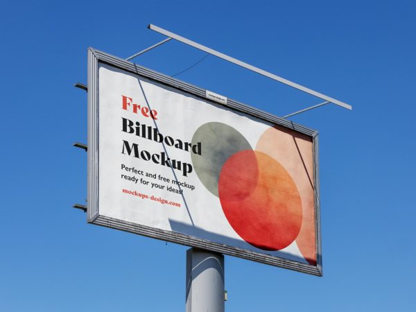 Billboard Mockup Against Blue Sky Background