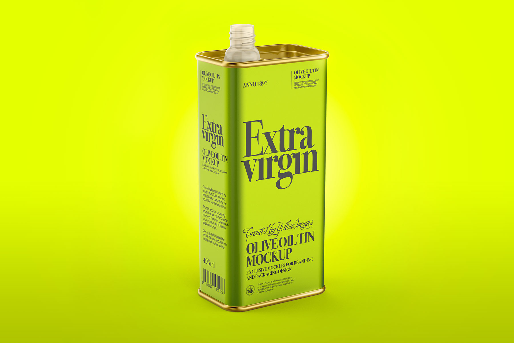 Free Olive Oil Tin Can Mockup