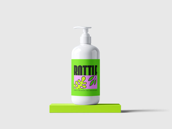 Free Pump Bottle Mockup Cosmetic Packaging