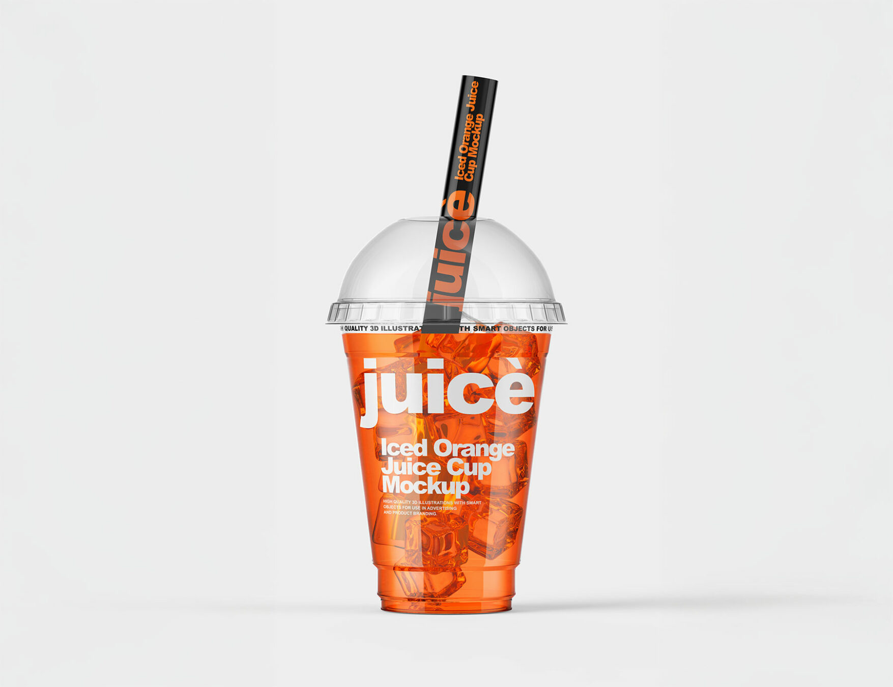 Iced Juice Clear Plastic Cup Mockup