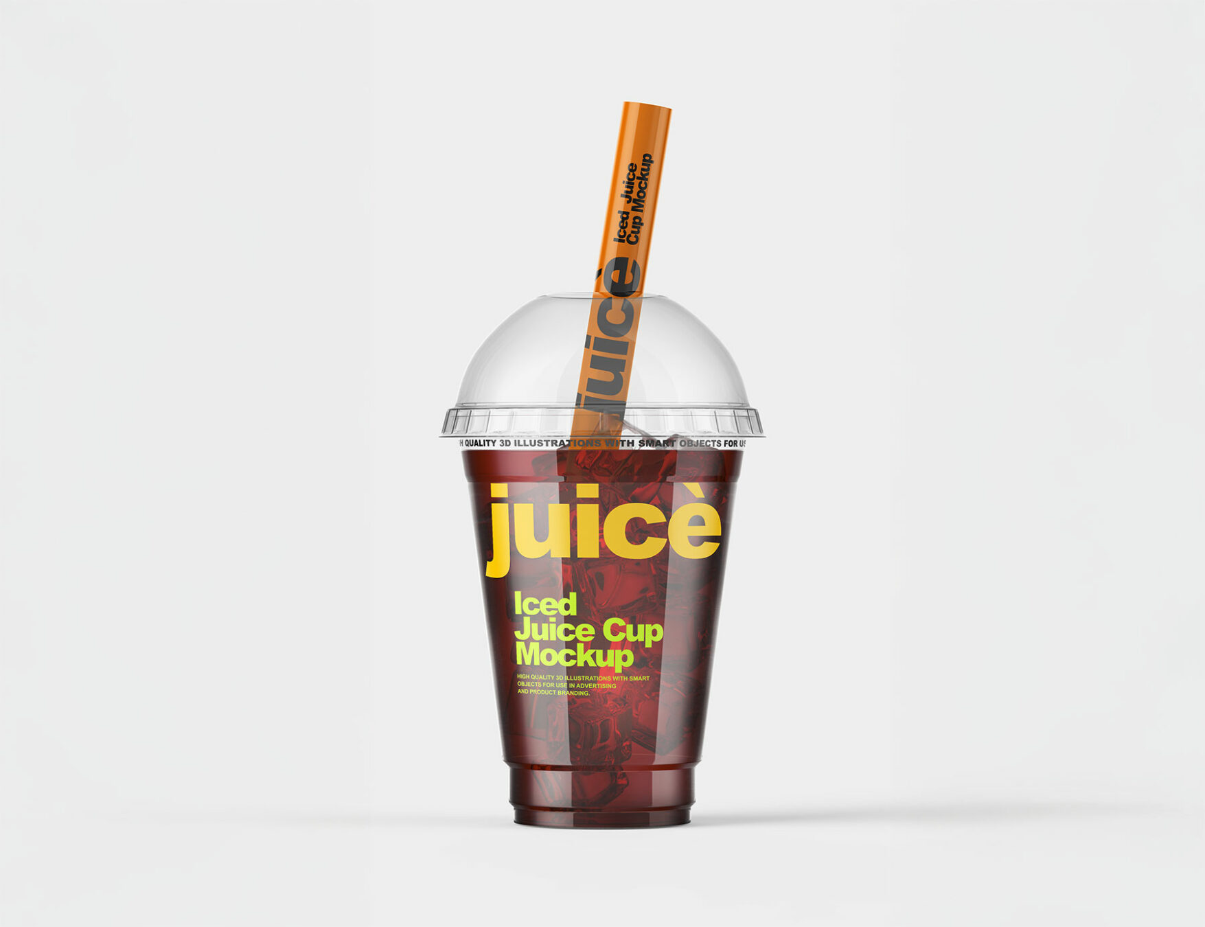 Iced Juice Clear Plastic Cup Mockup