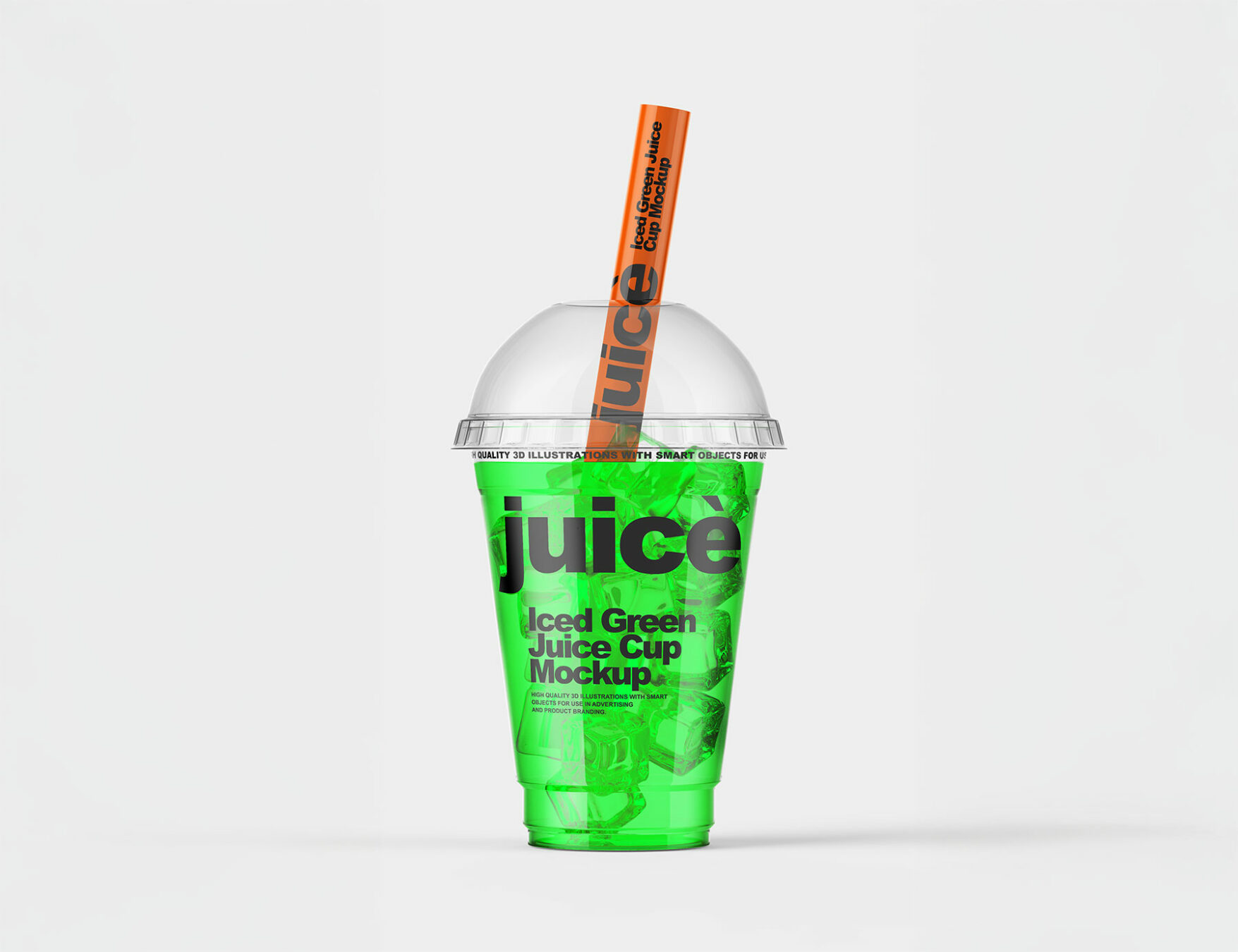 Iced Juice Clear Plastic Cup Mockup