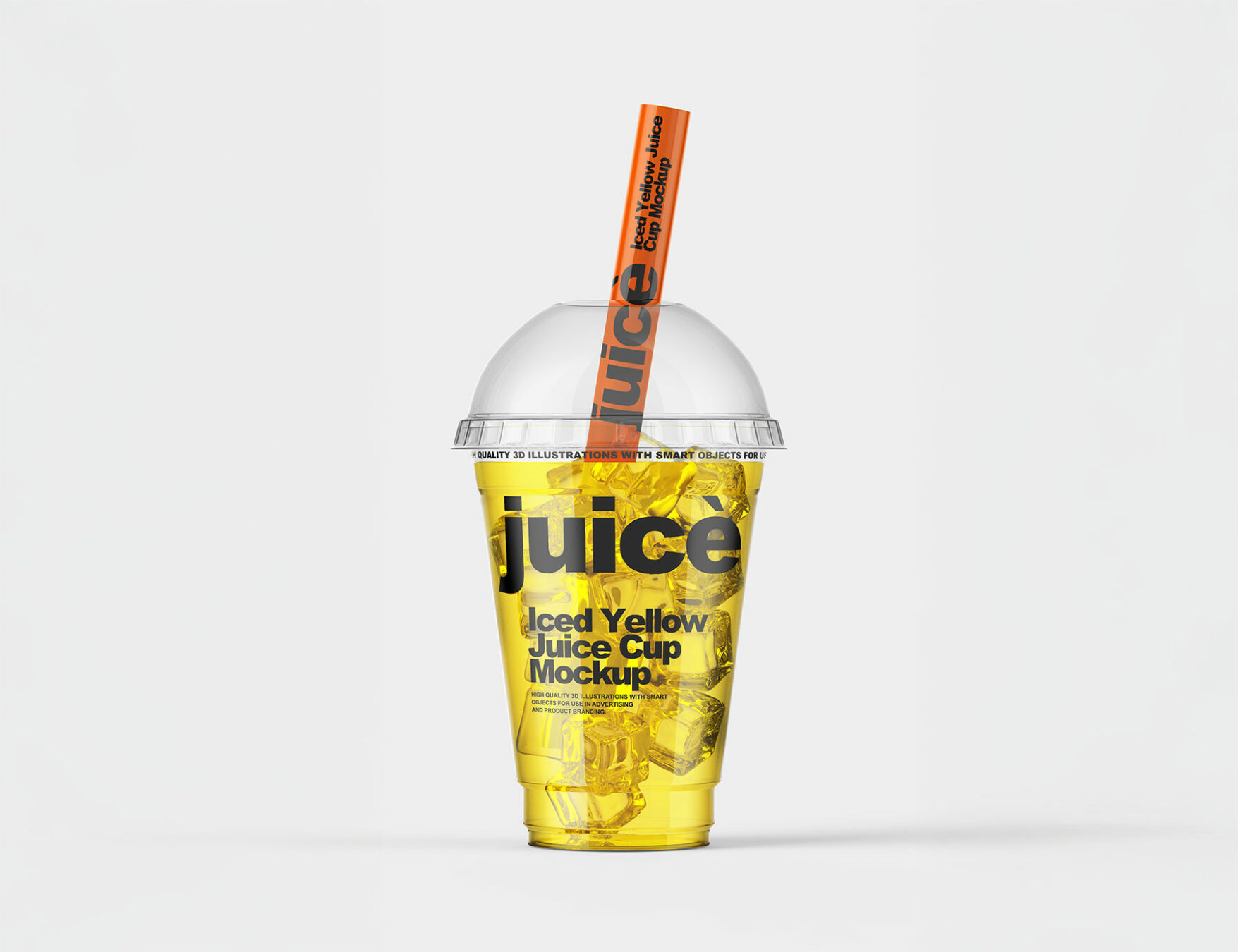 Iced Juice Clear Plastic Cup Mockup