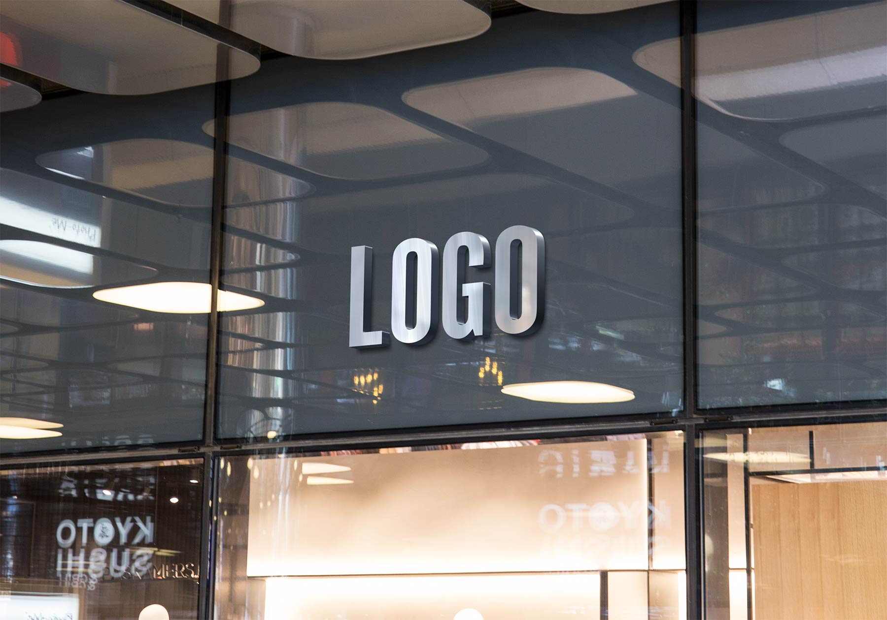 3D Logo Facade Sign Mockup