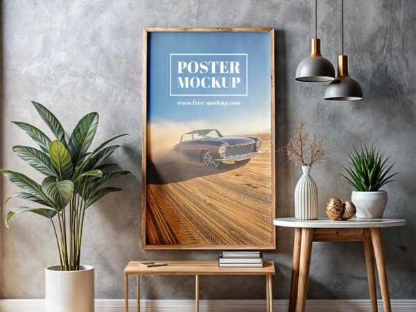 Wooden Framed Poster Mockup