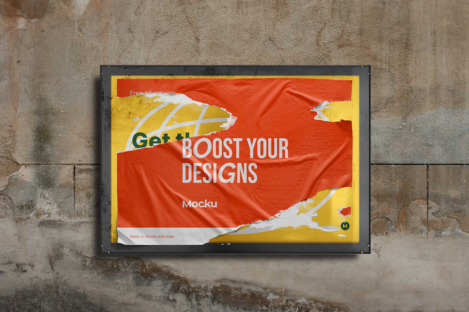 Glued Ripped Poster Mockup