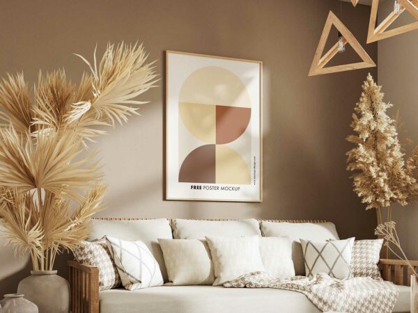 Poster Free Mockups in Cozy Living Room